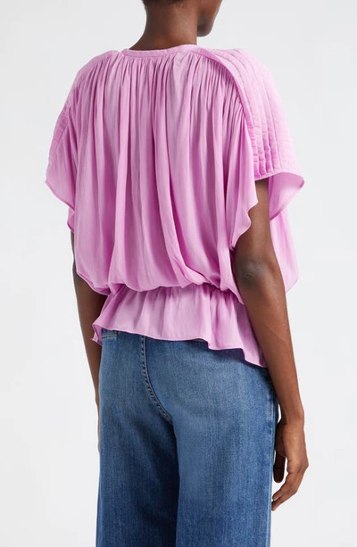 Shop Ramy Brook Giana Smock Waist Top In Pink Orchid