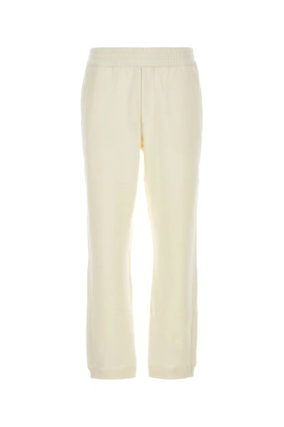 Shop Zegna Man Ivory Cotton Blend Joggers In White