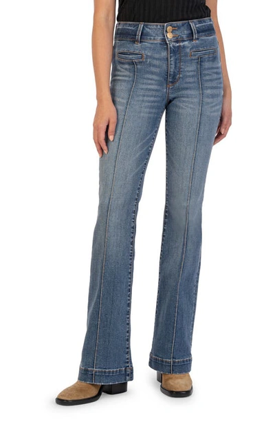 Shop Kut From The Kloth Ana Seamed Welt Pocket High Waist Flare Jeans In Custom