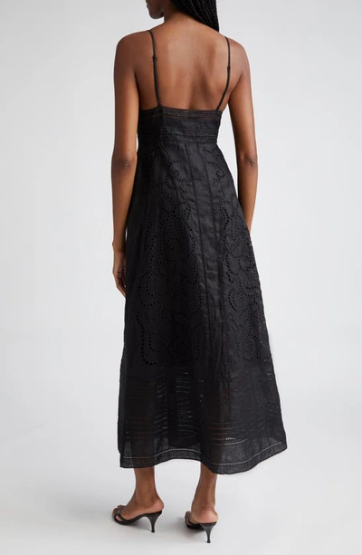 Shop A.l.c Josie Eyelet Embroidered Linen Maxi Sundress In Black