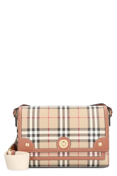 Shop Burberry Note Check Crossbody Bag In Beige