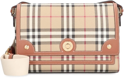 Shop Burberry Note Check Crossbody Bag In Beige
