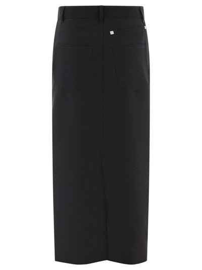 Shop Givenchy Skirt In Wool And Mohair With Slit In Black