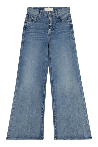 Shop Mother The Fly Cut High-rise Flared Jeans In Denim