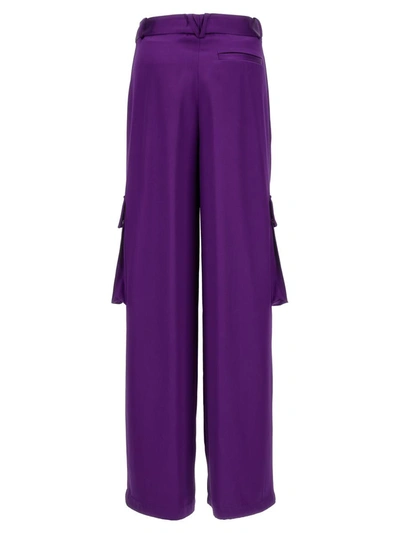 Shop Versace Satin Cargo Pants In Purple