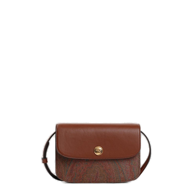 Shop Etro Paisley Printed Shoulder Bag In Brown