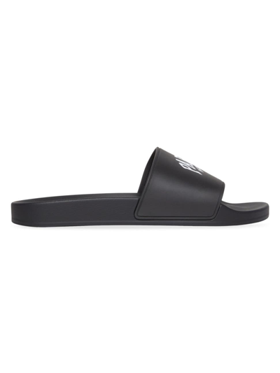 Shop Balenciaga Men's Cities Paris Pool Slide Sandals In Black