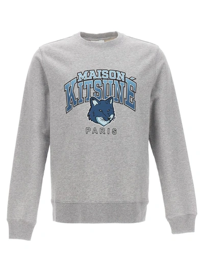 Shop Maison Kitsuné Campus Fox Sweatshirt In Gray