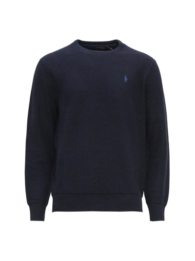 Shop Polo Ralph Lauren Pony Embroidered Crewneck Knitted Jumper In Navy