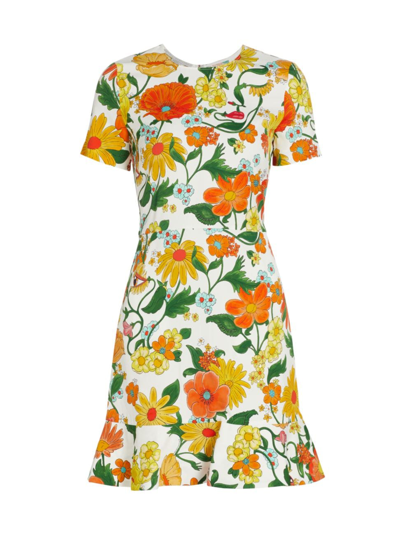 Shop Stella Mccartney Women's Garden Floral Minidress In Multicolor Orange