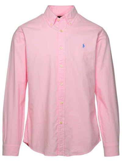 Shop Polo Ralph Lauren Logo Embroidered Shirt In Pink