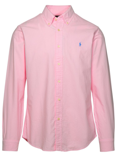 Shop Polo Ralph Lauren Logo Embroidered Buttoned Shirt In Pink