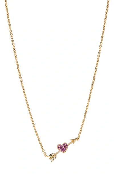 Shop Ajoa Love Bites Heart Arrow Necklace In Gold
