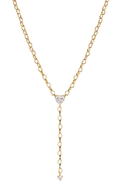 Shop Ajoa Small Fortune Heart Cz Y-necklace In Gold