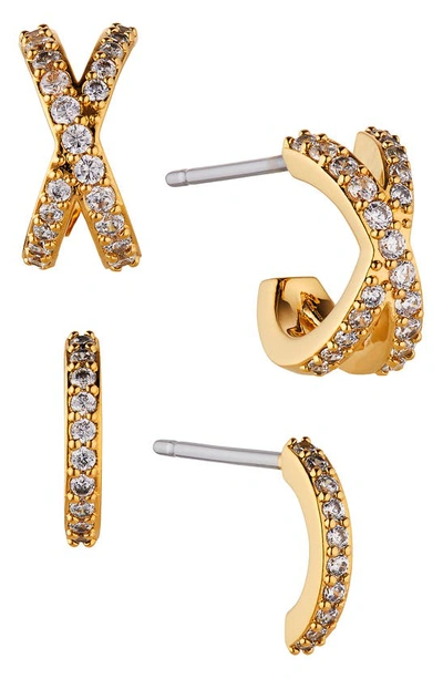 Shop Ajoa Demi Cross Set Of 2 Hoop Earrings In Gold
