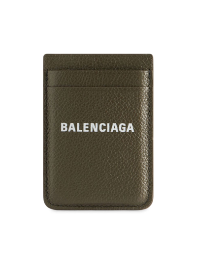Shop Balenciaga Men's Cash Magnet Card Holder In Dark Green