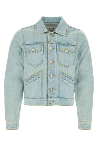 Shop Ami Alexandre Mattiussi Light-blue Denim Jacket