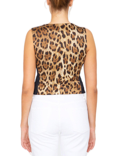 Shop Dolce & Gabbana Leopard Printed V-neck Vest