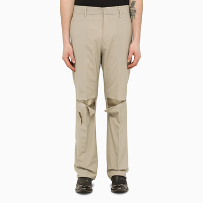 Shop Givenchy Stone Tailored Trousers With Wear