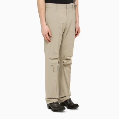 Shop Givenchy Stone Tailored Trousers With Wear