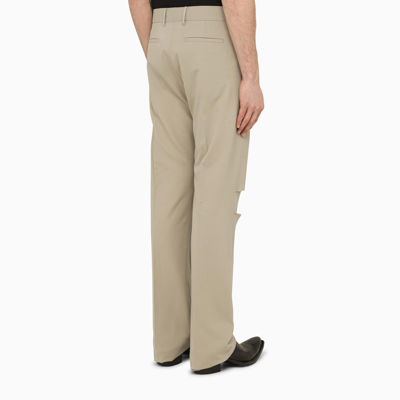 Shop Givenchy Stone Tailored Trousers With Wear