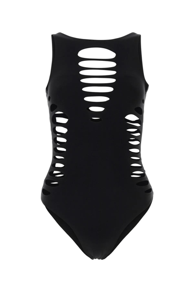 Shop Versace Black Stretch Nylon Swimsuit