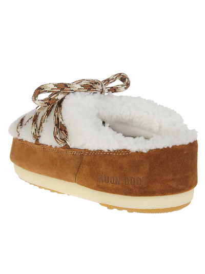Moon Boot Mb Mule Shearling Woman Mules & Clogs Camel Size 6-7 Sheepskin, Cow Leather In White