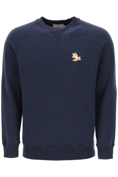 Shop Maison Kitsuné Chillax Fox Patch Classic Sweatshirt In Blu