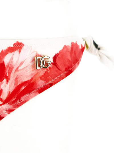 Shop Dolce & Gabbana Carnation Print Padded Triangle Bikini