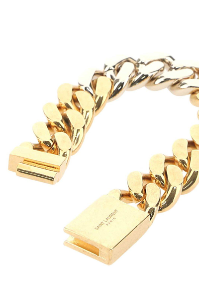Shop Saint Laurent Logo Engraved Chain Bracelet