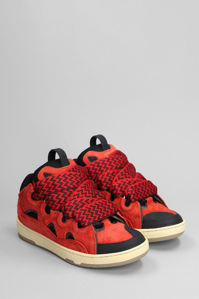 Shop Lanvin Curb Sneakers In Red Suede