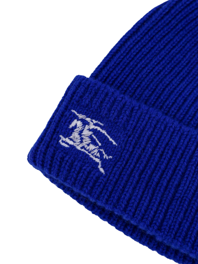 Shop Burberry Ekd Beanie Hat In Blue