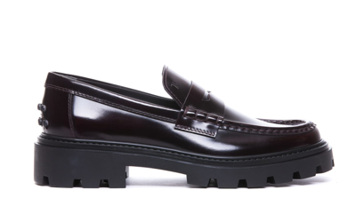 Shop Tod's Leather Tods Loafers In Burgundy