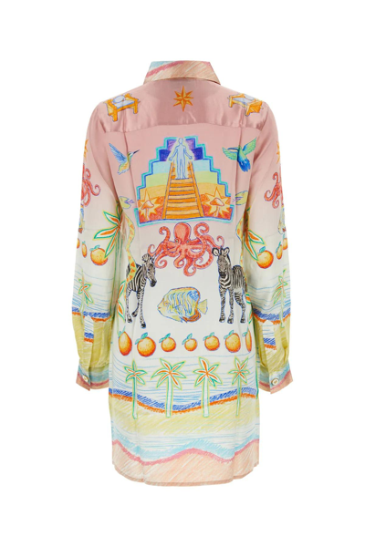 Shop Casablanca Printed Satin Shirt Dress