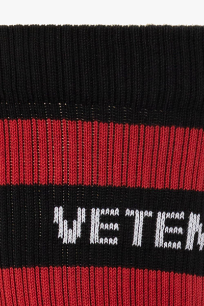 Shop Vetements Logo Intarsia Striped Socks