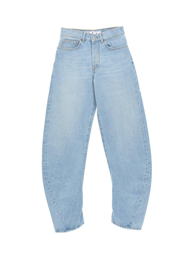 Shop Off-white Bleach Twist Banana Logo Patch Tapered Jeans