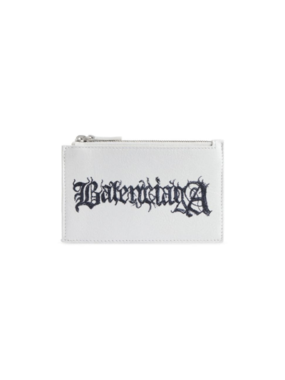 Shop Balenciaga Men's Cash Long Coin And Card Holder In White Black