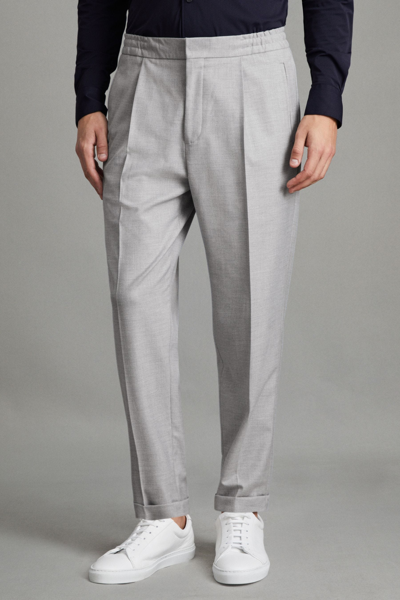 Shop Reiss Brighton - Grey Relaxed Drawstring Trousers With Turn-ups, 32