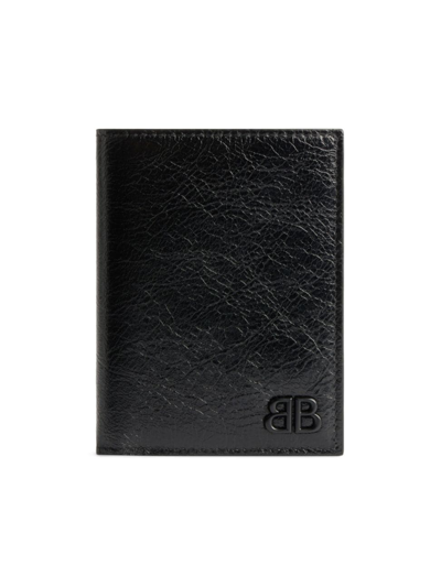 Shop Balenciaga Men's Monaco Vertical Bifold Wallet In Black
