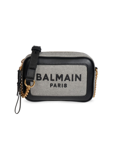 Shop Balmain Women's B-army Canvas Camera Case In Noir Grey