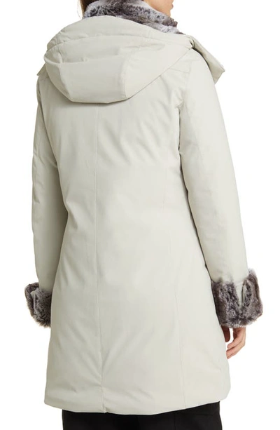Shop Save The Duck Samantha Hooded Parka With Faux Fur Lining In Rainy Beige