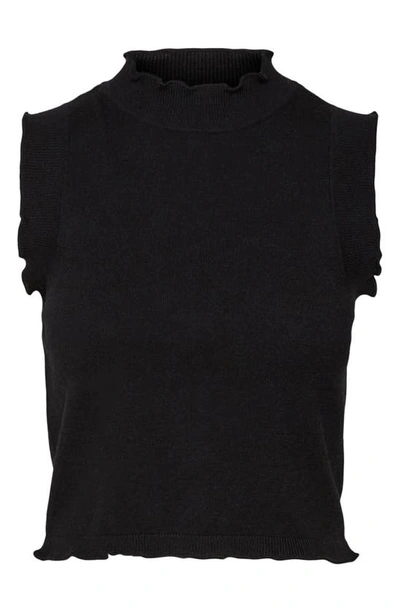 Shop Vero Moda Ruffle Neck Sleeveless Sweater In Black