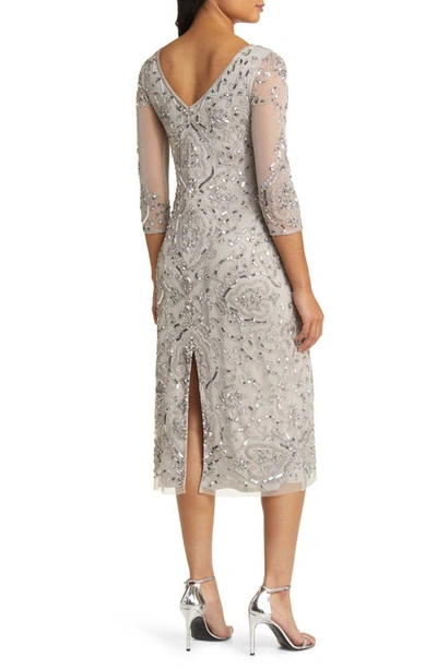 Pisarro Nights Sequin & Beaded Cocktail Sheath Dress In Silver