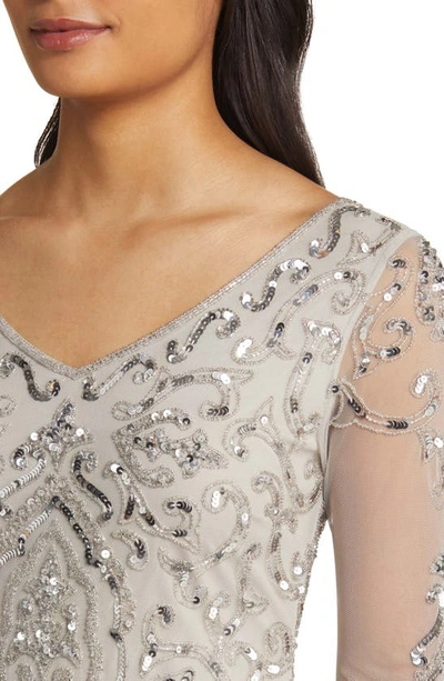 Pisarro Nights Sequin & Beaded Cocktail Sheath Dress In Silver