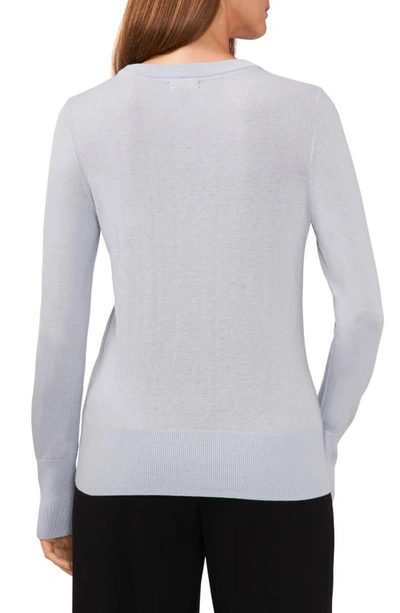 Shop Halogen Button Cuff Crewneck Sweater In Blue Mist