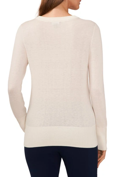 Shop Halogen Button Cuff Crewneck Sweater In Antique White