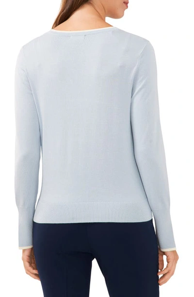 Shop Halogen Contrast Trim Sweater In Blue Mist/ Antique White