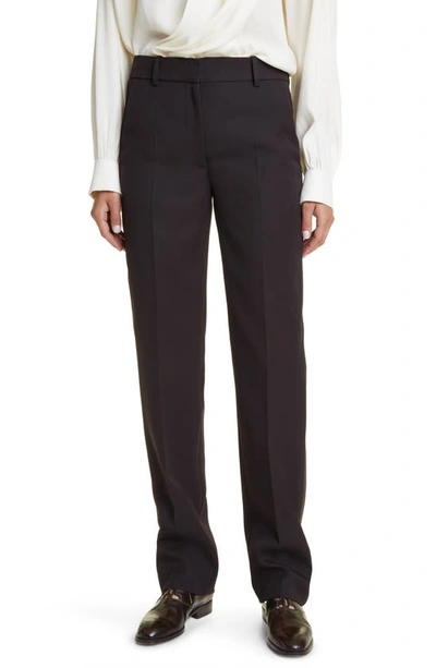 Shop The Row Borgo Straight Leg Wool Trousers In Hickory