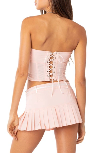 Edikted Women's Karmen Gathered Lace Up Corset Top In Pink