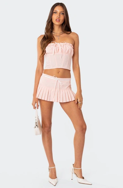 Edikted Women's Karmen Gathered Lace Up Corset Top In Pink